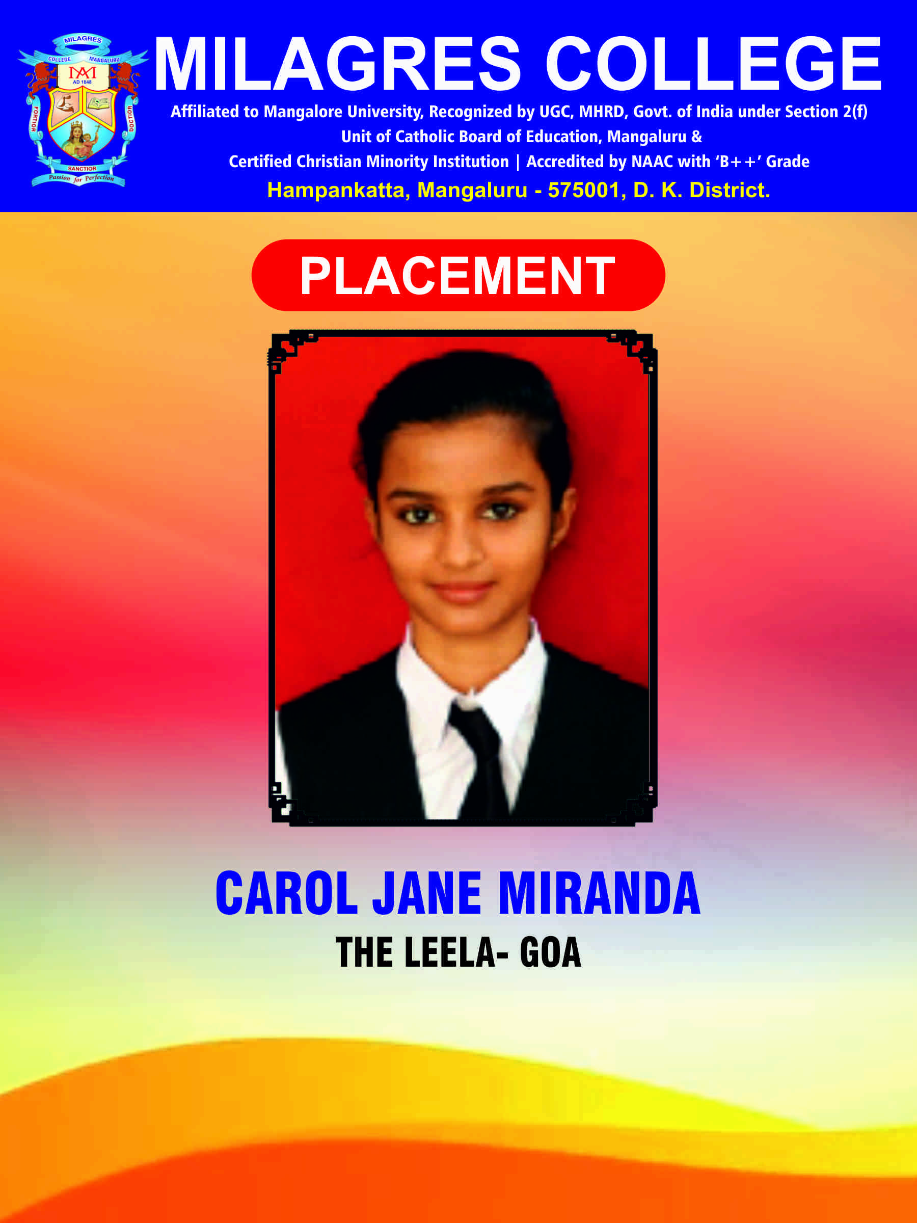 Successfully placed student